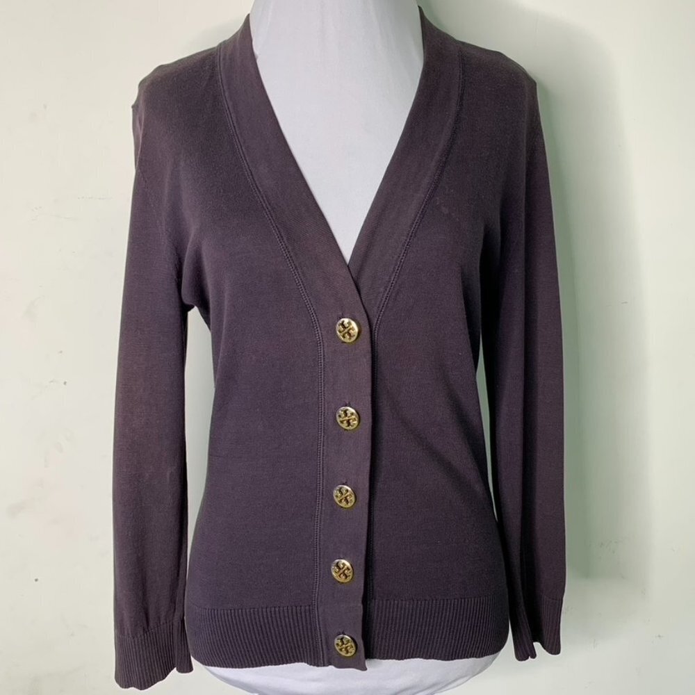 Tory Burch Women's Purple Cardigan 100% Cotton Size Size Small